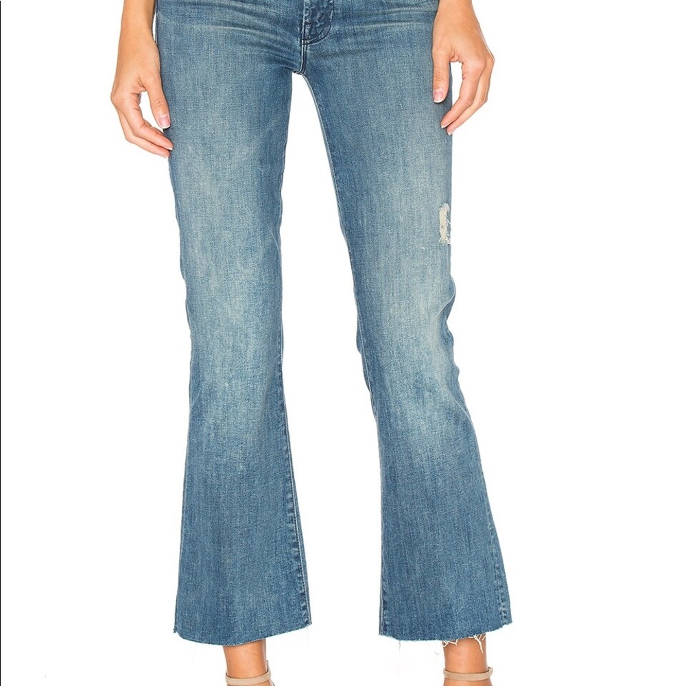 ❤️ Mother the hustler ankle fray graffiti girl high waisted ankle flare jeans 25